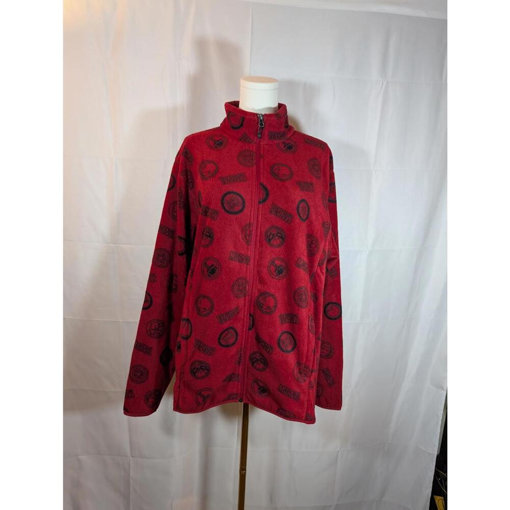 Amazon Essentials Marvel Fleece Jacket NWT- Red Black Print - Size L